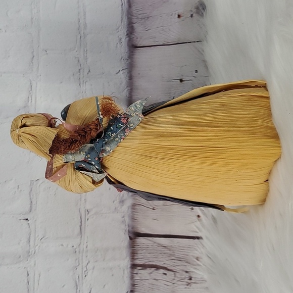 Vintage 80s Corn Husk Mother & Child Doll Handmade Amish Faceless Country Farm 9 - Picture 6 of 12